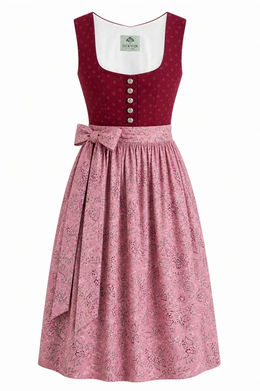 Berwin Long Dirndl 2pcs. 75cm 'Heidi' burgundy