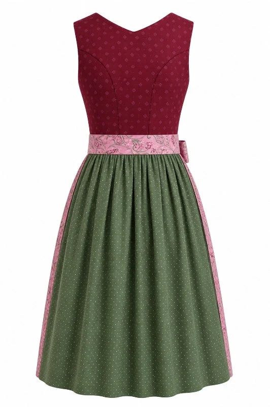 Berwin Long Dirndl 2pcs. 75cm 'Heidi' burgundy