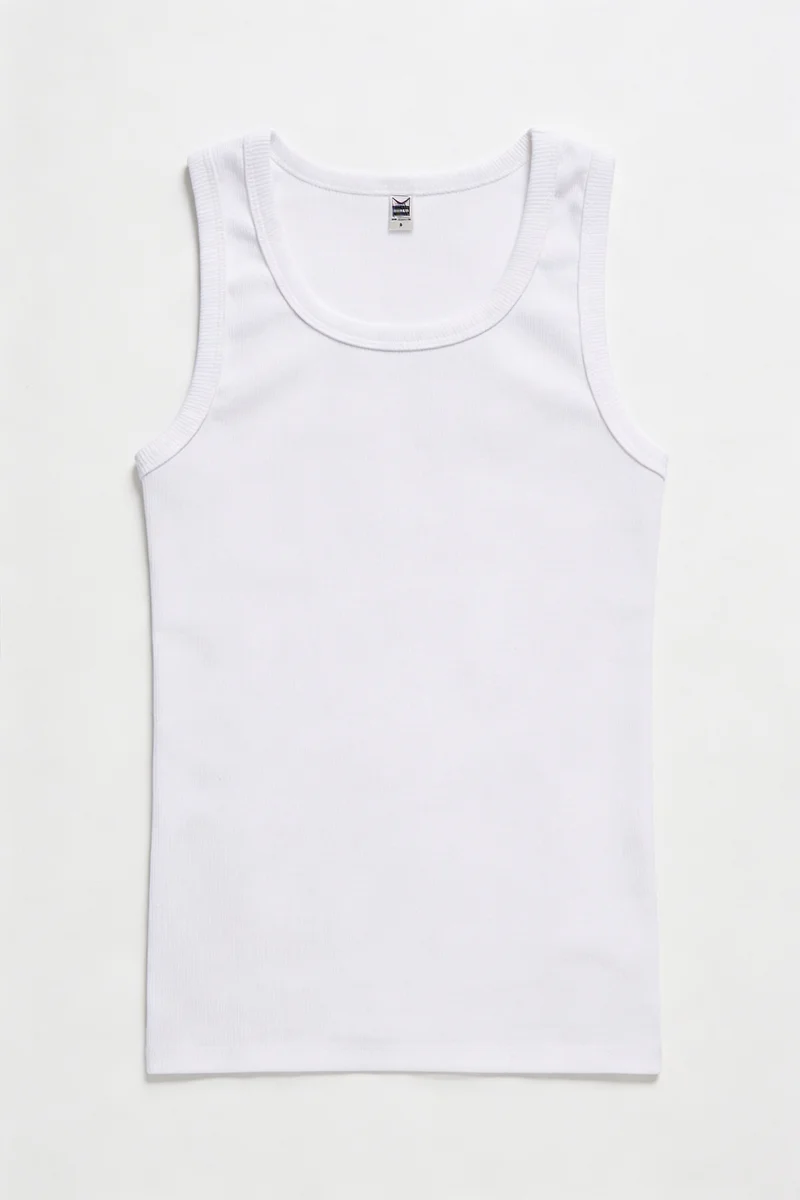 Trigema Premium Organic Cotton Fine Rib Tank-Top | Heavy-Duty White