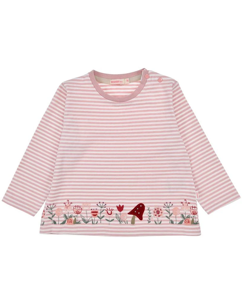 BONDI Mädchen Langarmshirt "Be nature" 86955 | Stipe Candy/Offwhite