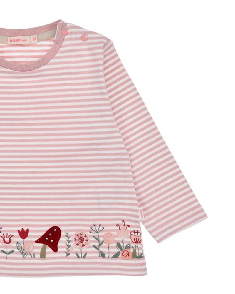 BONDI Mädchen Langarmshirt "Be nature" 86955 | Stipe Candy/Offwhite