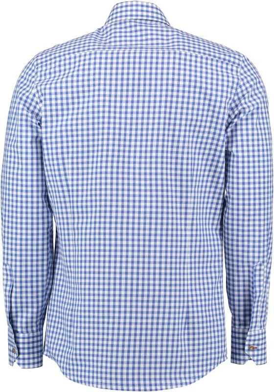 OS Trachten Men's Long Sleeve Slim Fit Shirt "Kurtis" blue