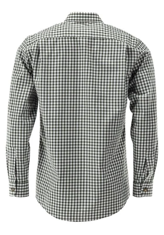 OS Trachten Men's Long Sleeve Slim Fit Shirt "Kurtis" green