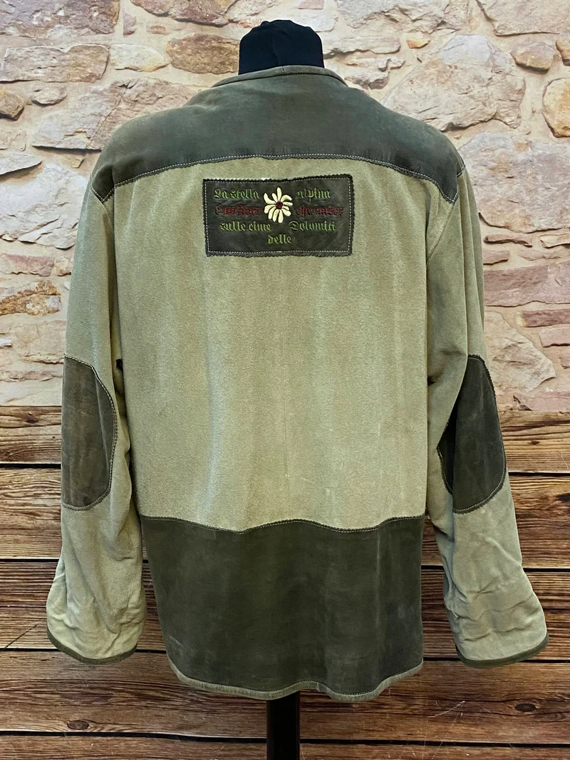 Trachtenjacke Herren Leder grün Vintage Landhaus Gr. 50