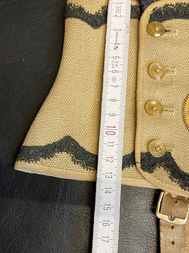 Steampunk Gamaschen Vintage Unikat – handveredelt Spats beige Zahnräder