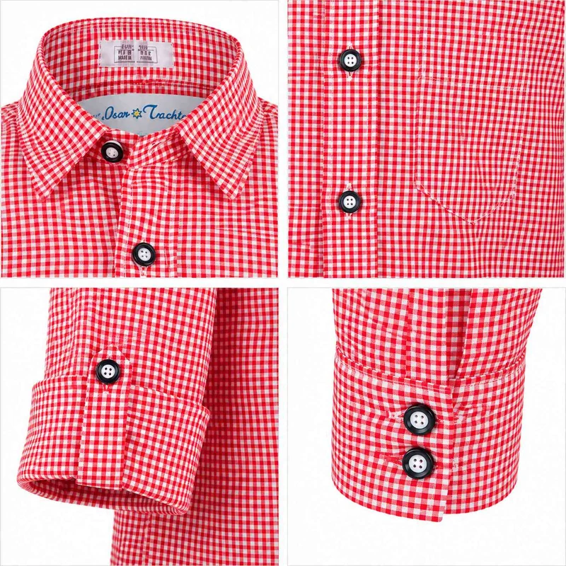Isar-Trachten Kinder Trachtenhemd "Dominik" 48300 | Rot Kariert