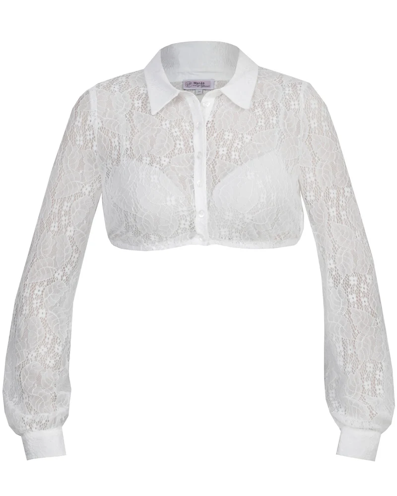 MarJo Spitzen Dirndlbluse "Harper-Malinda" Langarm 301600 | Offwhite