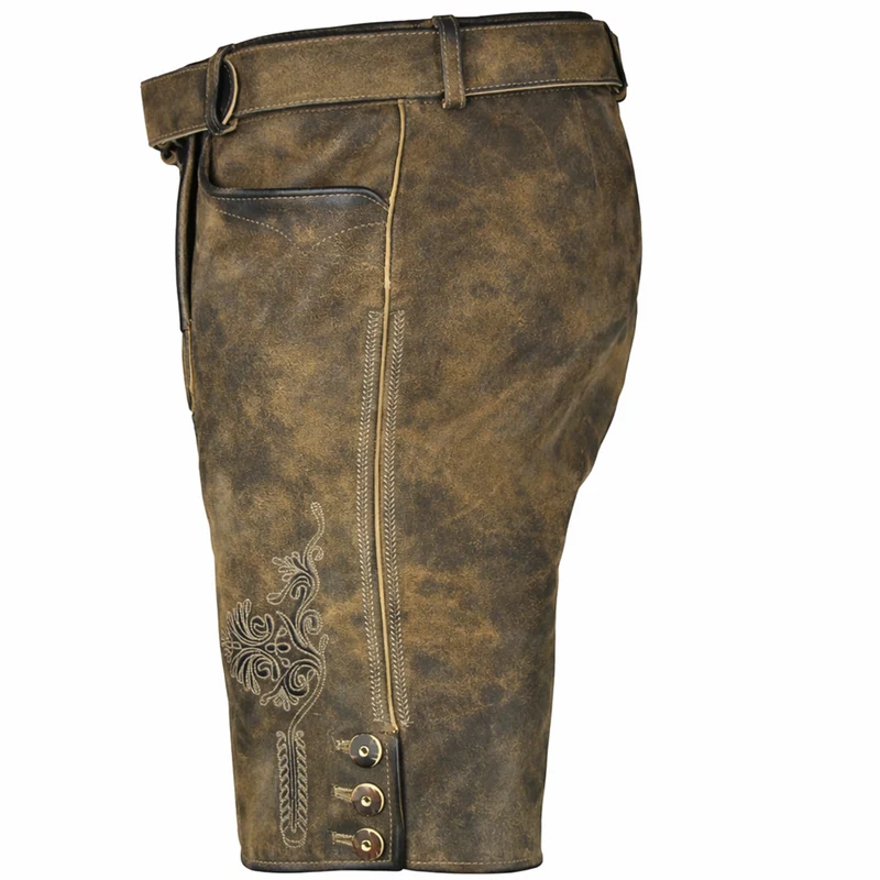 MADDOX Kurze Lederhose "Ammersee" mit Gürtel | Napatto Marmor