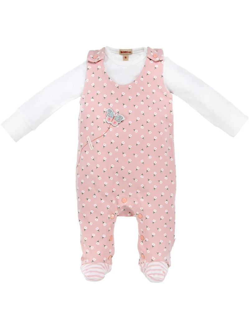 BONDI Baby Strampler "Blumenallover" 93946 | flower allover Rosa - Babystrampelanzug