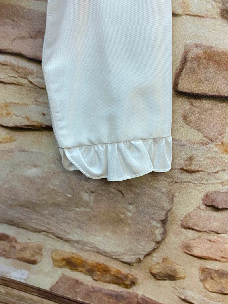 Kommunionjacke Mädchen Weiß mit Rüschen – festliche Bolerojacke Gr. 128