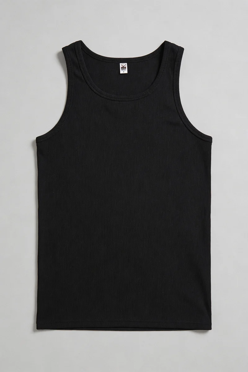 Trigema Premium Organic Cotton Fine Rib Tank-Top | Heavy-Duty Black