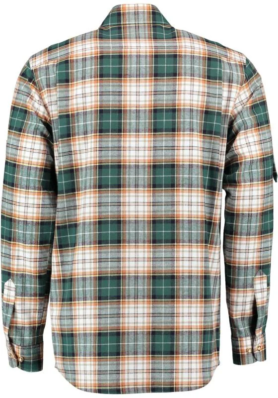 OS Trachten Men's Flannel Shirt "Colt" — Shark Collar, Forest Check