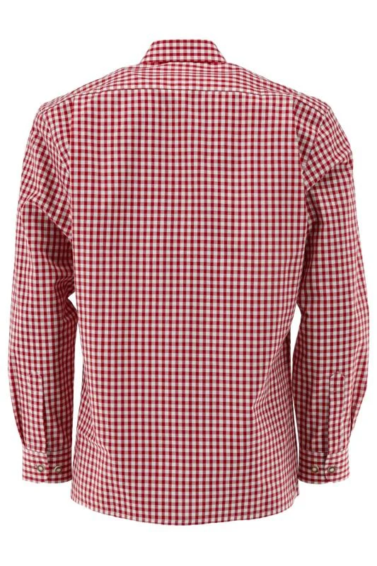 OS Trachten Men's Long Sleeve Regular Fit Shirt "Rusty" red