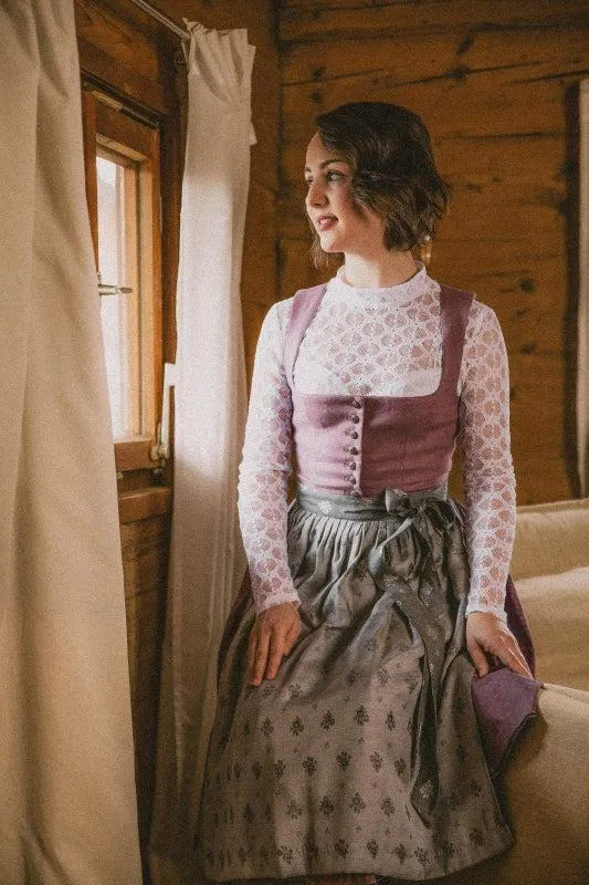 Berwin Long Dirndl 2pcs. 70cm "Liesel" berry (size 40)