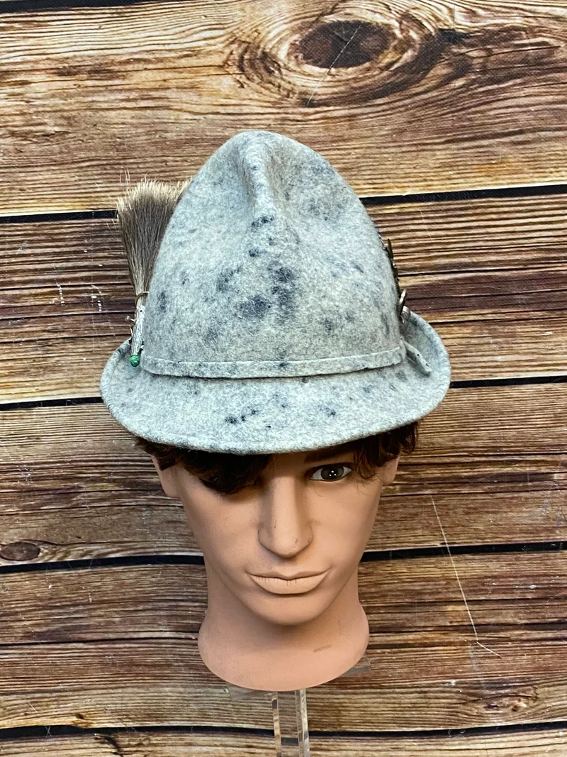 Tracht­enhut Vintage grau mit Gamsbart – Größe 56