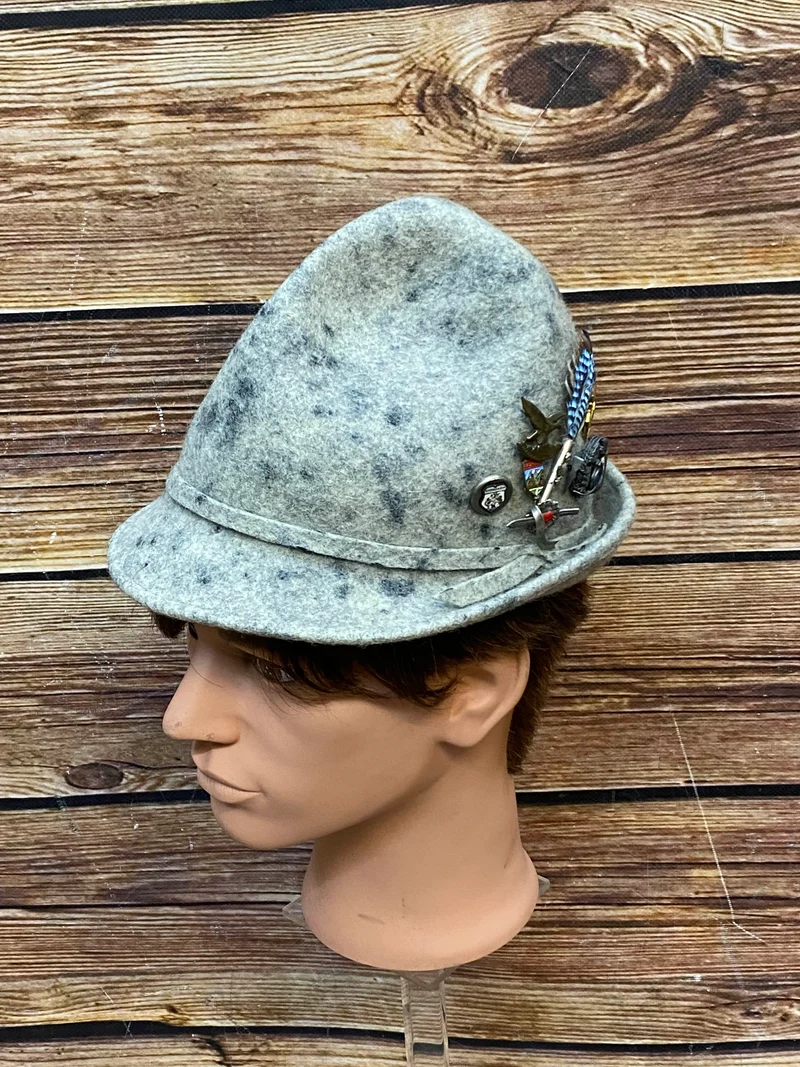 Tracht­enhut Vintage grau mit Gamsbart – Größe 56