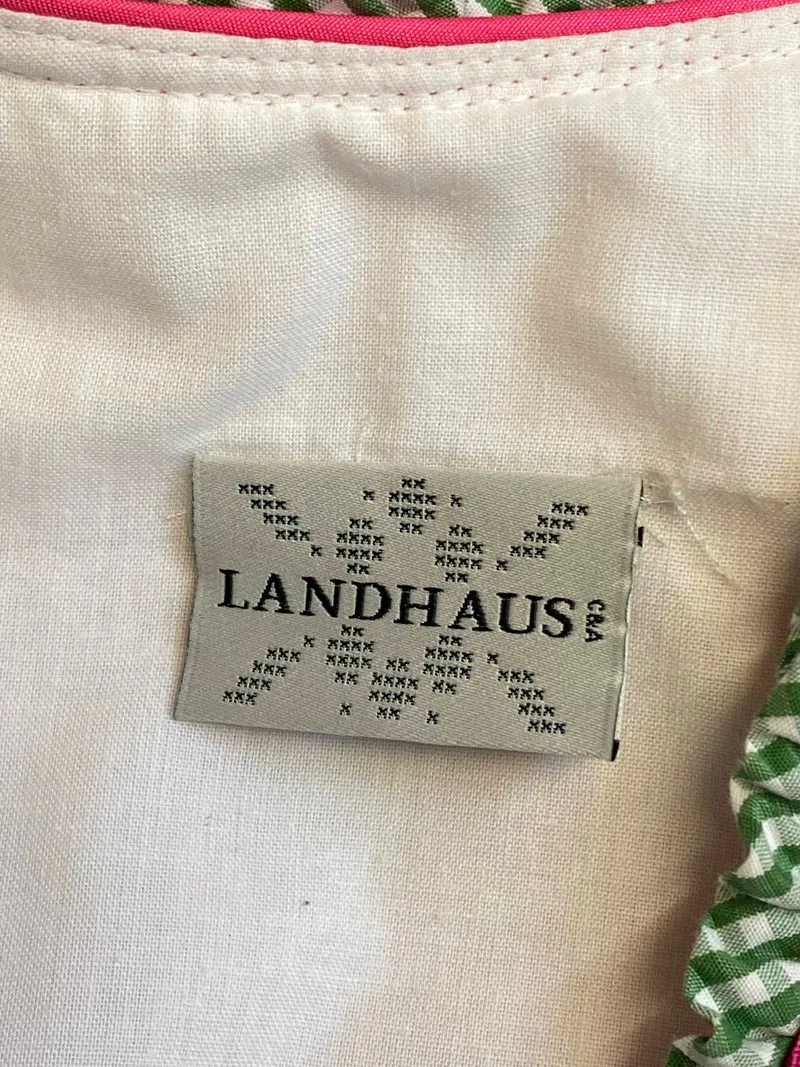 Vintage Dirndl Set Pink-Grün Gr. 42 – Bluse & Schürze