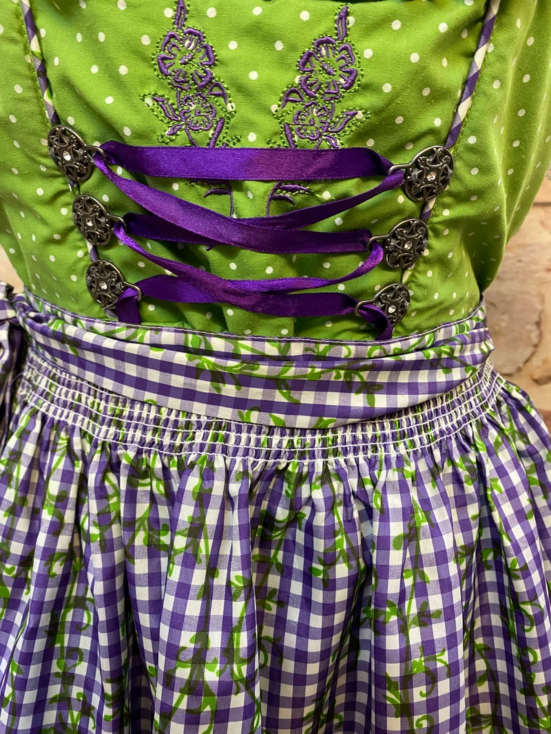 Dirndl grün-lila kariert Größe 38