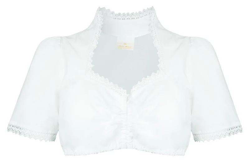 Pierre Marcel Damen Halbarm Dirndlbluse Julia mit Spitze - Weiß