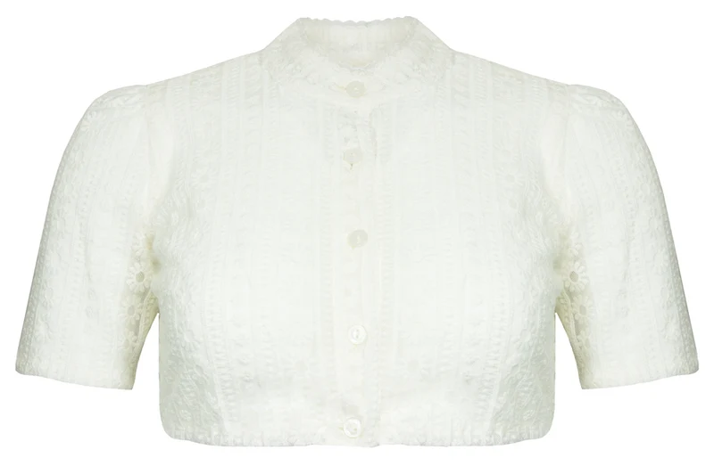 Pierre Marcel Hochgeschlossene Damen Dirndlbluse Anna mit Blümchen - Creme