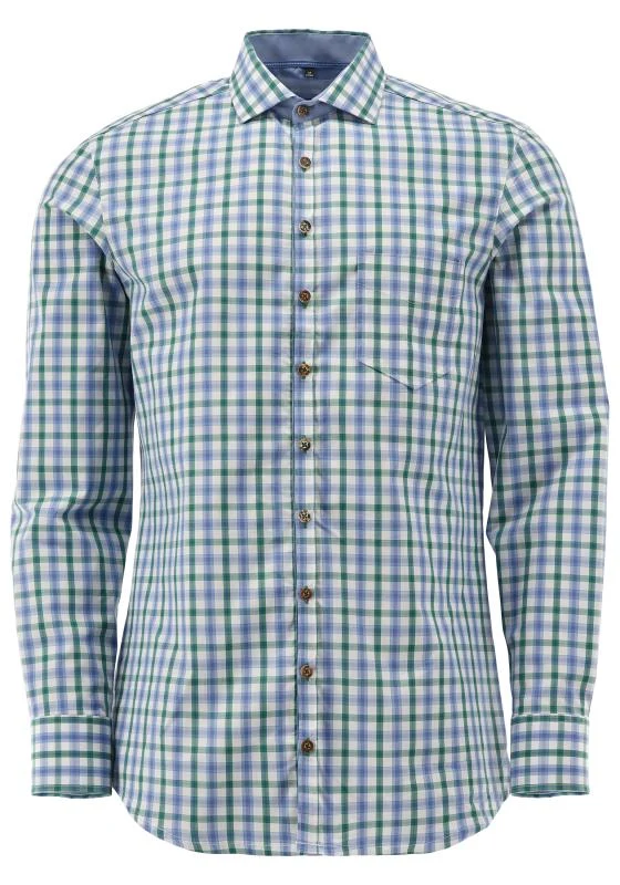 Gipfelstürmer Men Long Sleeve Slim Fit Shirt "Oswald" green/blue