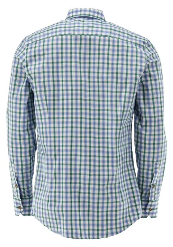 Gipfelstürmer Men Long Sleeve Slim Fit Shirt "Oswald" green/blue