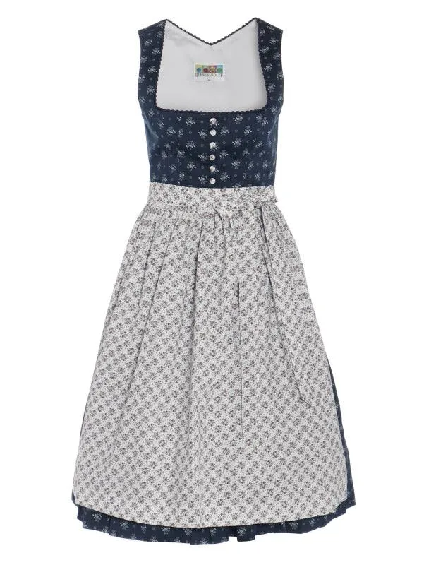 Berwin Long Dirndl 2pcs. 70cm "Bella" blue/floral