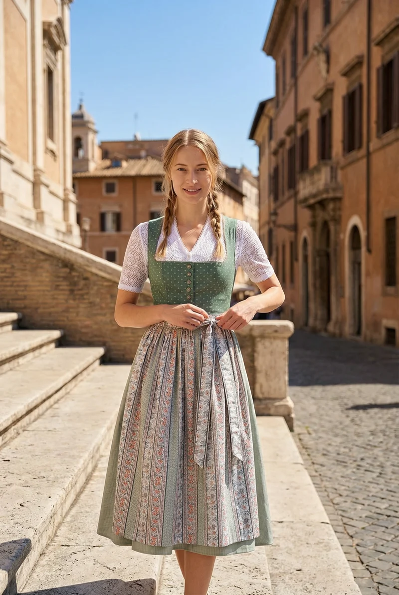Berwin Cotton Dirndl 2pcs. 75cm "Minna" Green