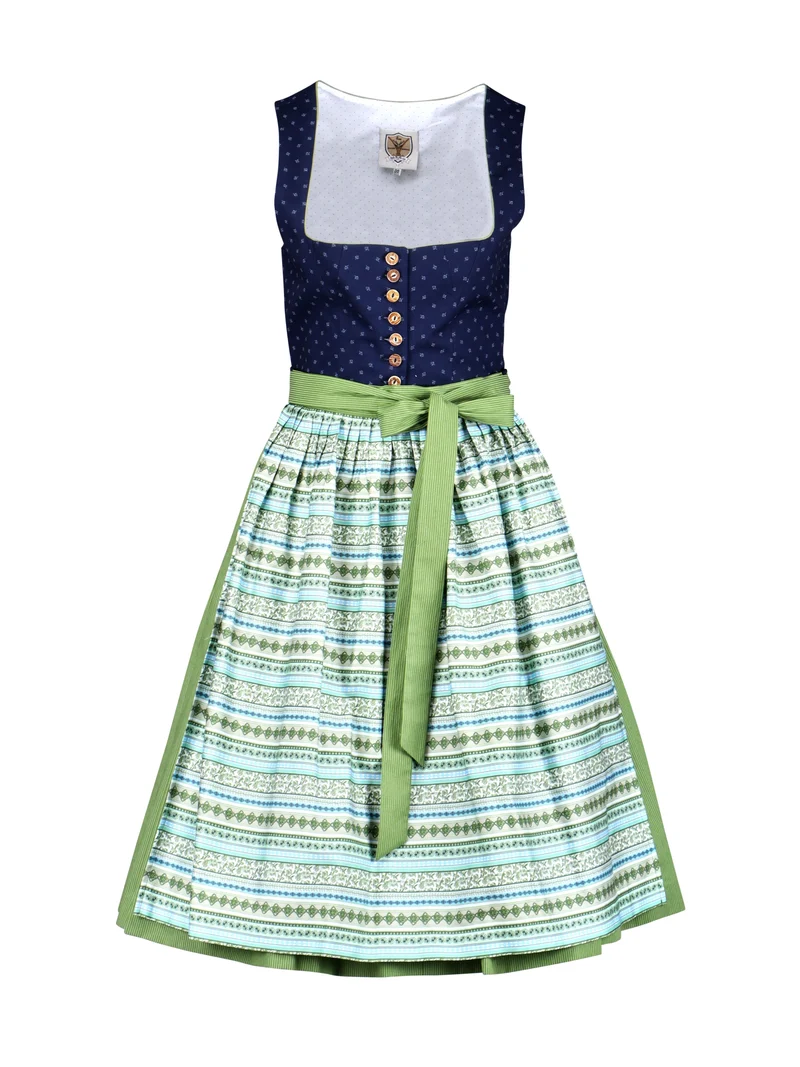 Berwin Long Dirndl 2pcs. 70cm "Brigitte" blue/green