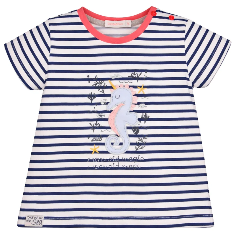 BONDI Baby Mädchen T-Shirt "Seepferd" 86691 | Navy Gestreift