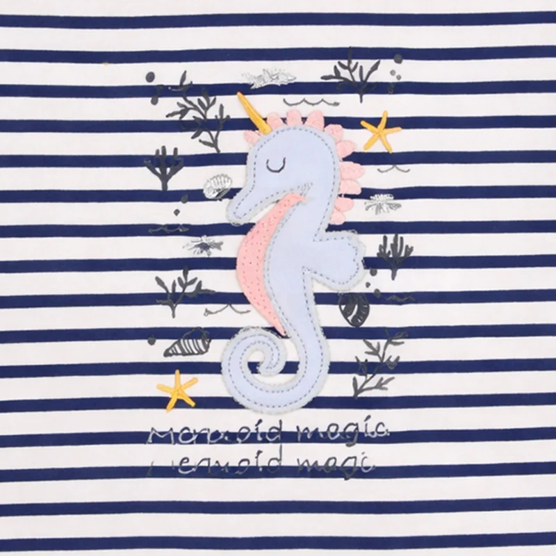 BONDI Baby Mädchen T-Shirt "Seepferd" 86691 | Navy Gestreift