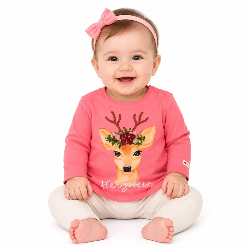 BONDI Baby Mädchen Langarmshirt "Herzlein" 86671 | Candy Rosa