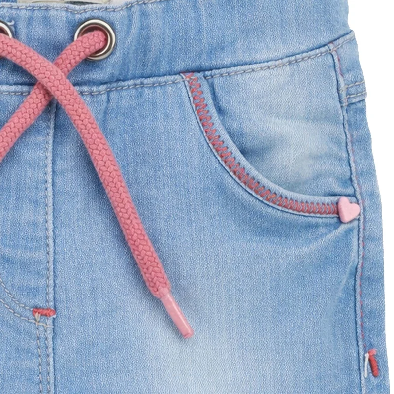 BONDI Baby Mädchen Jeans Bermuda "Flower" 86886 | Blue denim