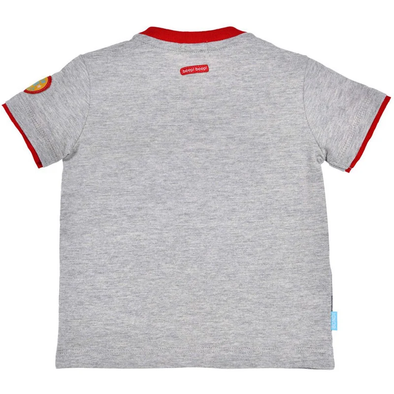 BONDI Baby Jungen T-Shirt "Traffic" 91480 - Grau/Rot | Kinder Kurzarmshirt Auto Feuerwehr