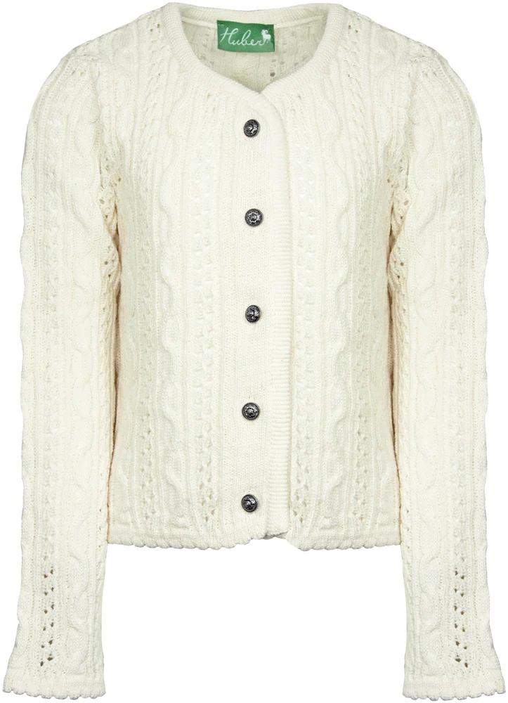 Huber Trachten Strickjacke "Alia" für Mädchen | Creme Weiß