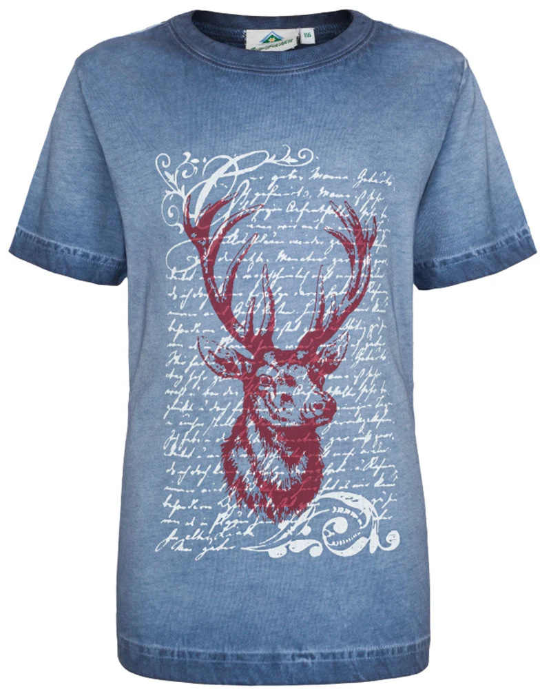 Isar-Trachten Jungen T-Shirt mit Hirschmotiv 52780 | Jeansblau