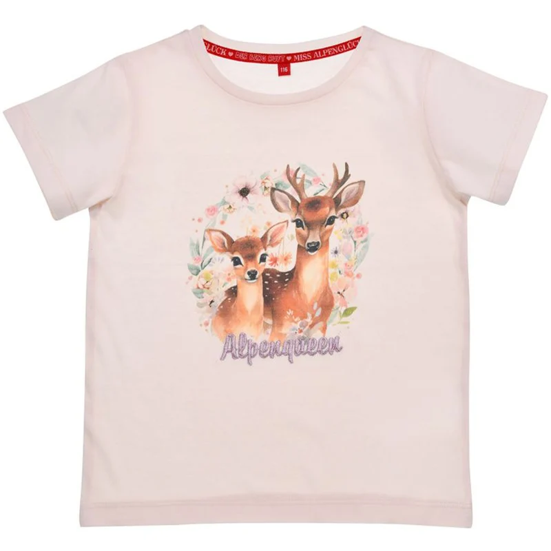 BONDI Mädchen T-Shirt "Alpenqueen" mit Hirschprint 26108 | Puder