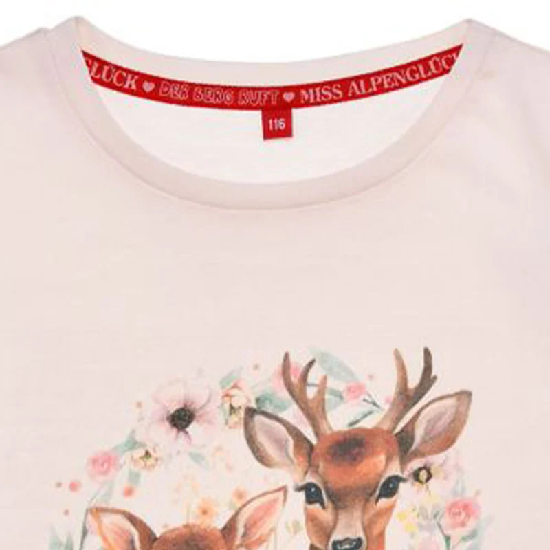 BONDI Mädchen T-Shirt "Alpenqueen" mit Hirschprint 26108 | Puder