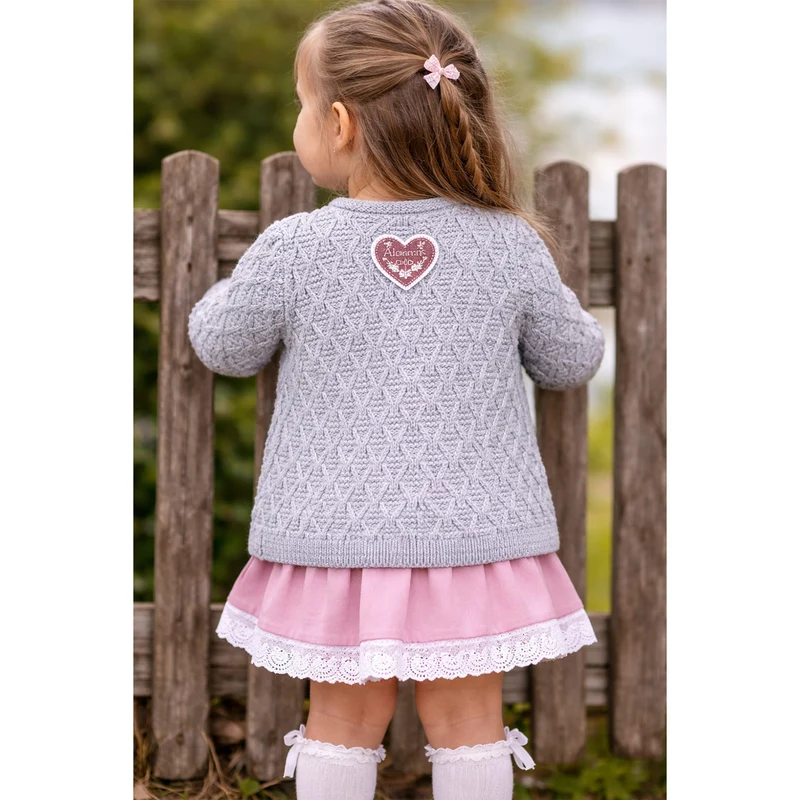 BONDI Mädchen Trachten Strickjacke "Alpenglück" 86852 | Grau