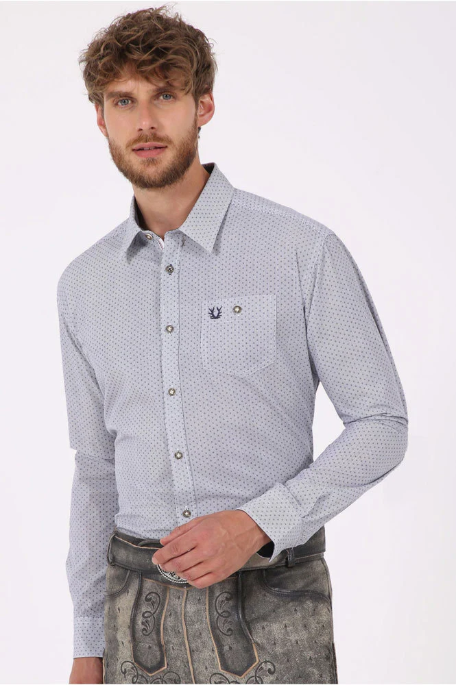 Krüger Herren Trachtenhemd "Rune" mit Hirschstickerei 901331 - Blau