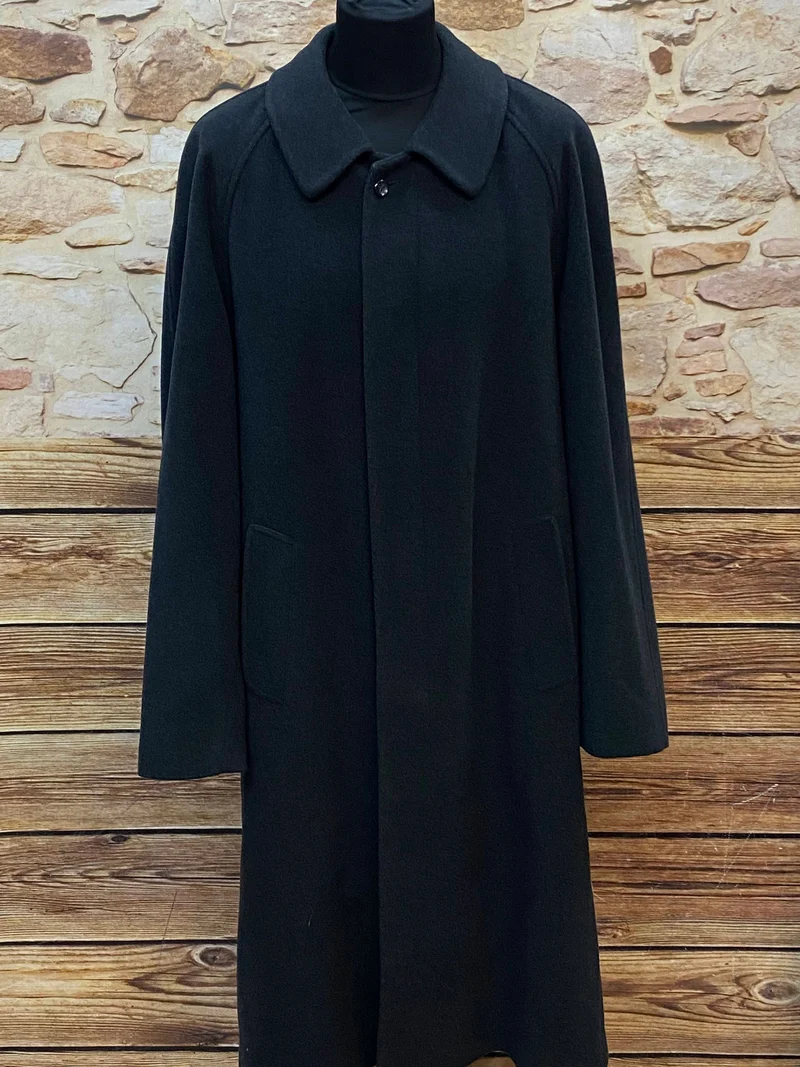 Vintage Herrenmantel Schwarz Gr. 110 – britischer 1920er-Jahre-Stil
