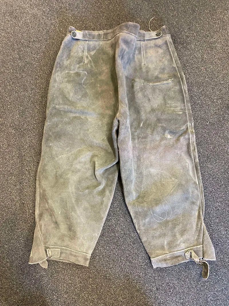 Vintage Lederhose Herren Kniebund Gr. ca. 44 – grau Trachtenhose Echtleder