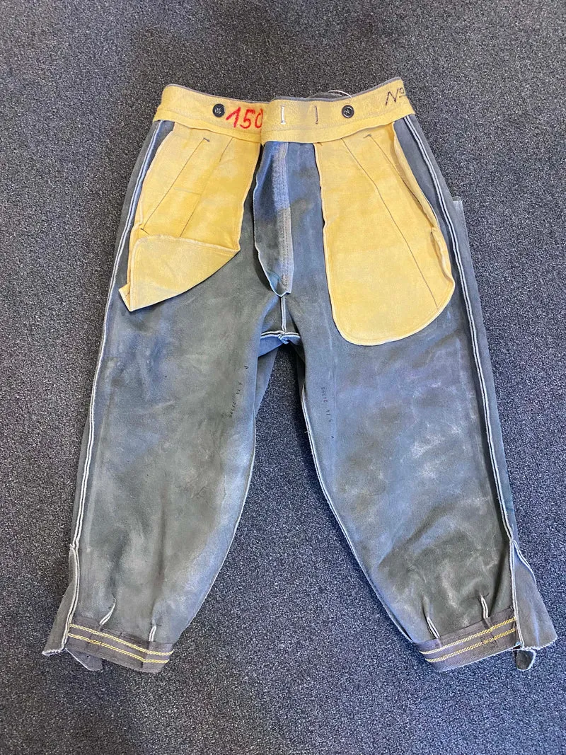 Vintage Lederhose Herren Kniebund Gr. ca. 44 – grau Trachtenhose Echtleder