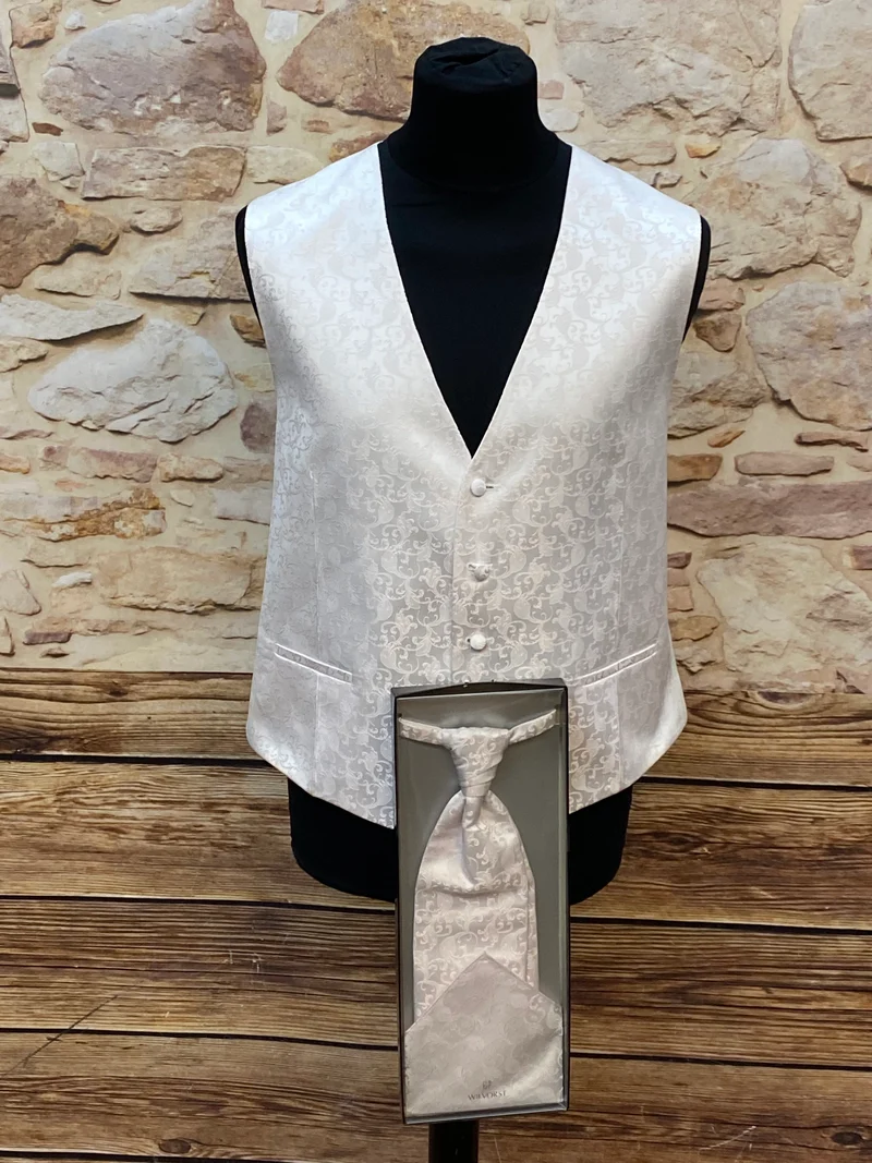 Hochzeitsweste Wilvorst elfenbein Paisley 3tlg Set Gr. 56