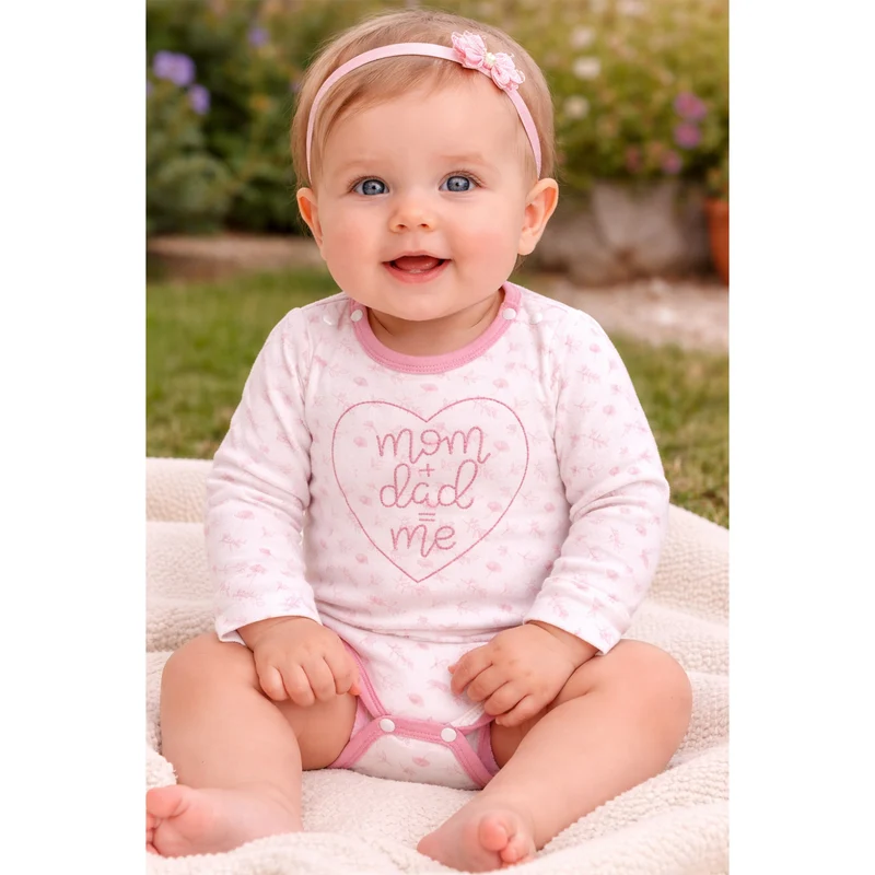 BONDI Baby Langarm Body "Mom+Dad" 93733 | Offwhite