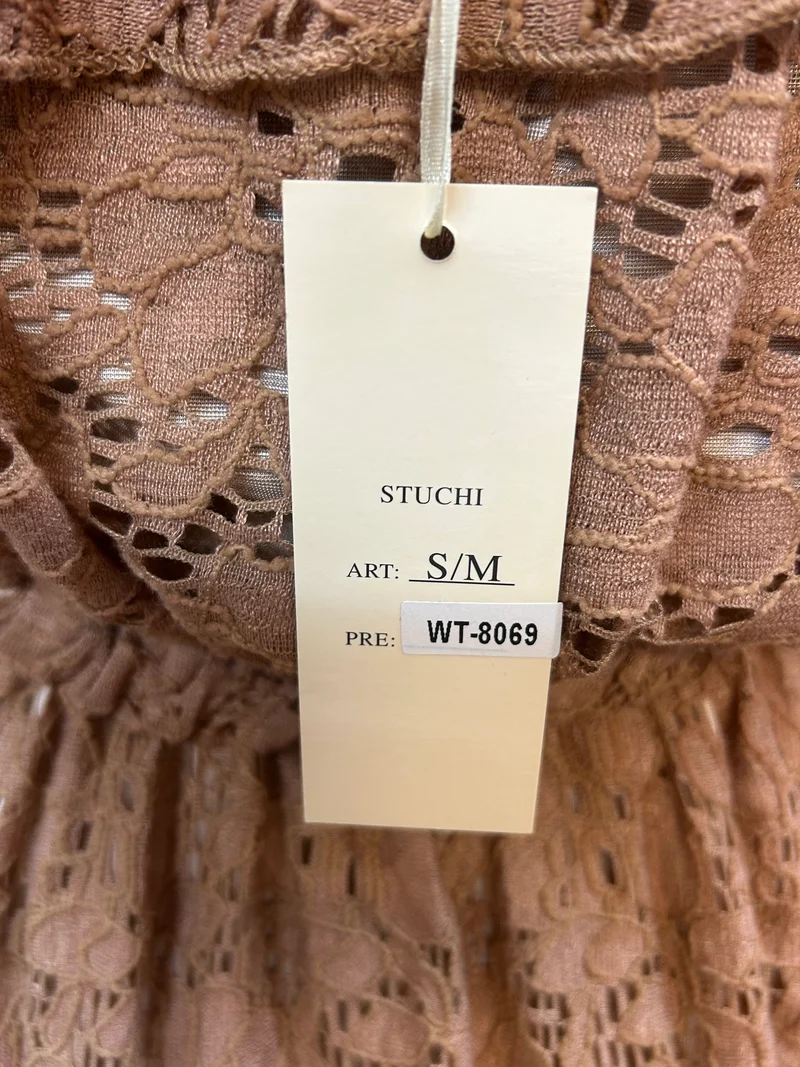 Stuchi Spitzen-Top S/M – Off-Shoulder in Cappuccino