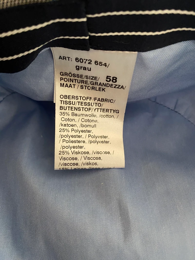 Schiebermütze grau-blau kariert – Gr. 58 (ungetragen)