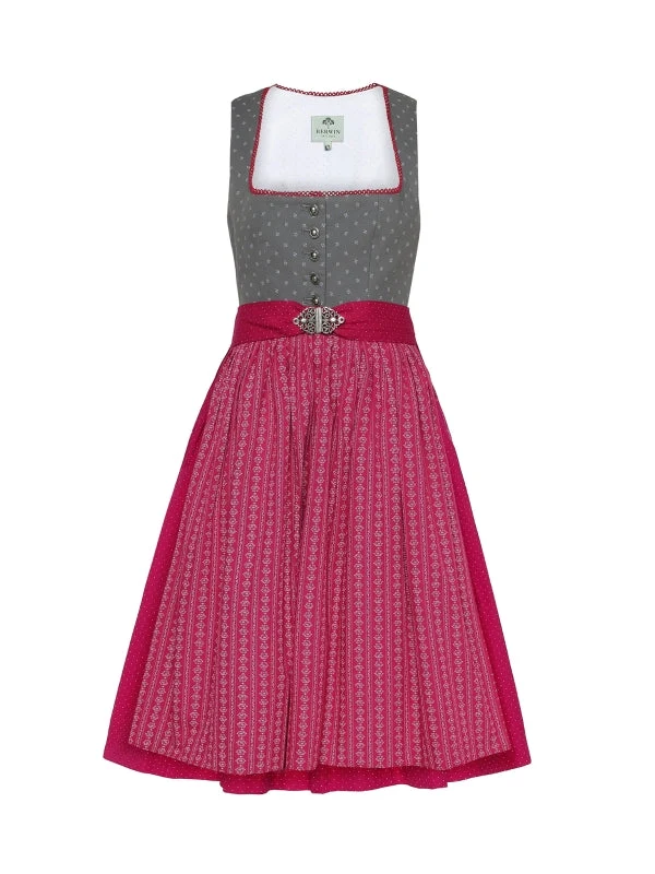 Berwin Long Dirndl 2pcs. 75cm "Nina" Gray/Red