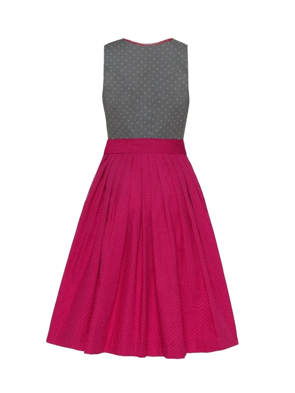 Berwin Long Dirndl 2pcs. 75cm "Nina" Gray/Red