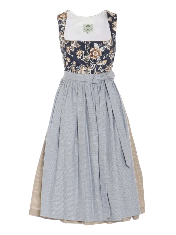 Berwin Long Dirndl 2pcs. 75cm "Kirsten" floral blue